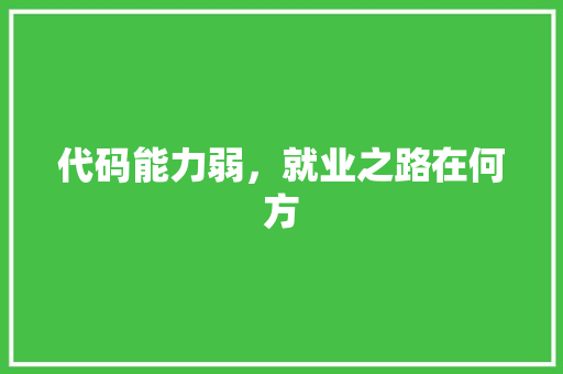 代码能力弱，就业之路在何方