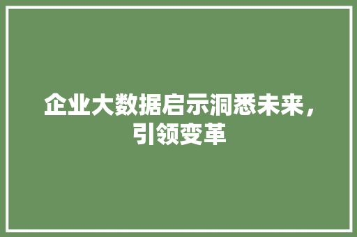 企业大数据启示洞悉未来，引领变革 服务器/数据库
