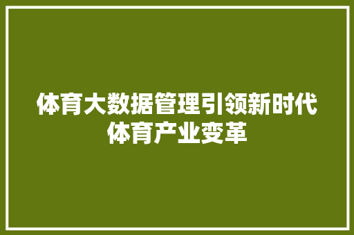 体育大数据管理引领新时代体育产业变革 WordPress教程