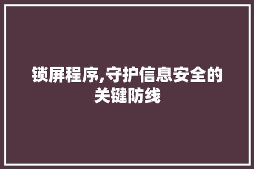 锁屏程序,守护信息安全的关键防线
