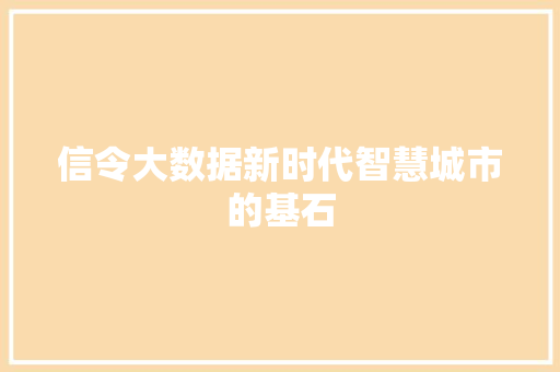信令大数据新时代智慧城市的基石 WordPress教程