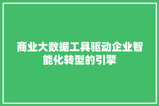 商业大数据工具驱动企业智能化转型的引擎 Web前端