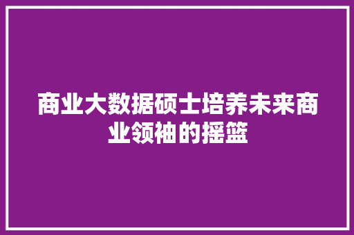商业大数据硕士培养未来商业领袖的摇篮 WordPress教程