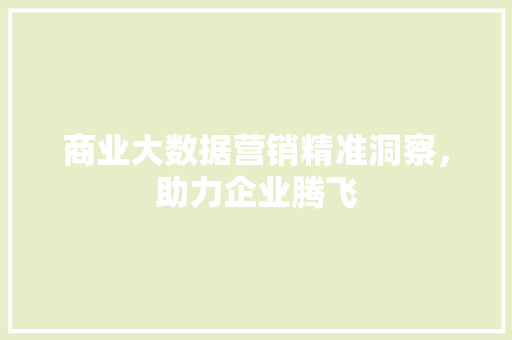 商业大数据营销精准洞察，助力企业腾飞