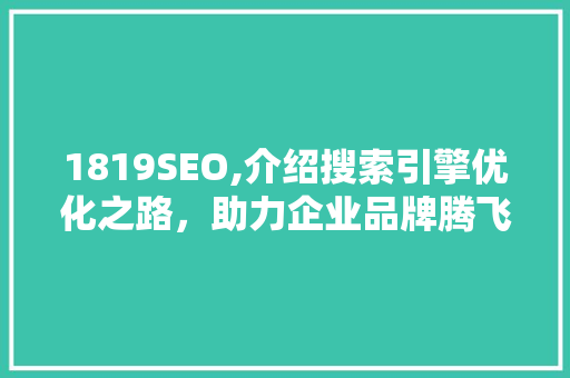 1819SEO,介绍搜索引擎优化之路，助力企业品牌腾飞