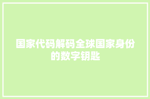 国家代码解码全球国家身份的数字钥匙 WordPress教程