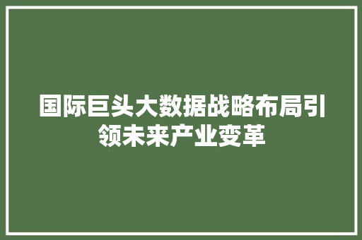国际巨头大数据战略布局引领未来产业变革 建站教程
