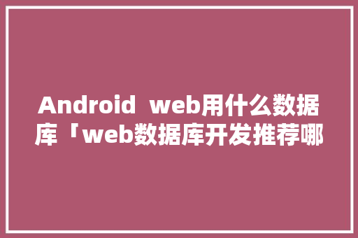 Android  web用什么数据库「web数据库开发推荐哪个软件」 WordPress教程