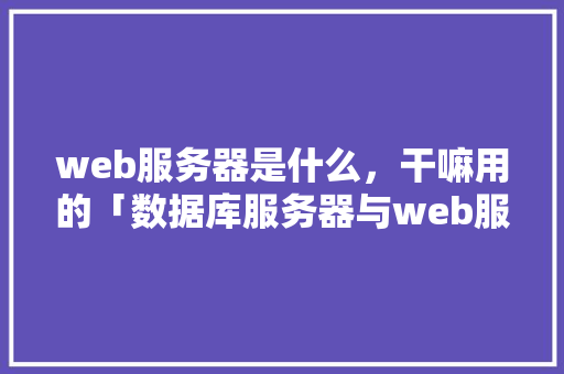 web服务器是什么，干嘛用的「数据库服务器与web服务器的区别」 WordPress教程