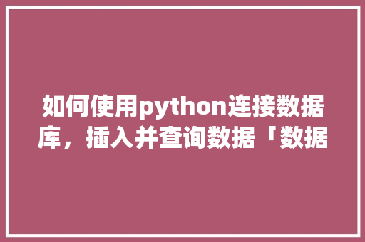 如何使用python连接数据库，插入并查询数据「数据访问处理web连接数据库的方法」 建站教程