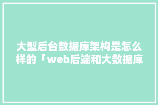 大型后台数据库架构是怎么样的「web后端和大数据库的区别」
