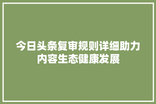 今日头条复审规则详细助力内容生态健康发展 SEO教程