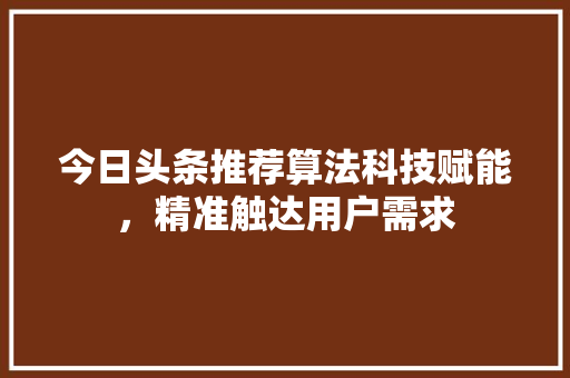 今日头条推荐算法科技赋能，精准触达用户需求 SEO教程