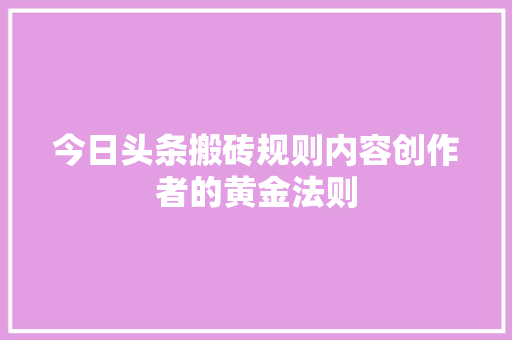 今日头条搬砖规则内容创作者的黄金法则 WordPress教程
