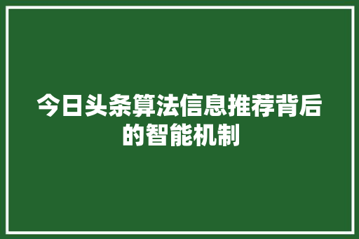 今日头条算法信息推荐背后的智能机制 Web前端