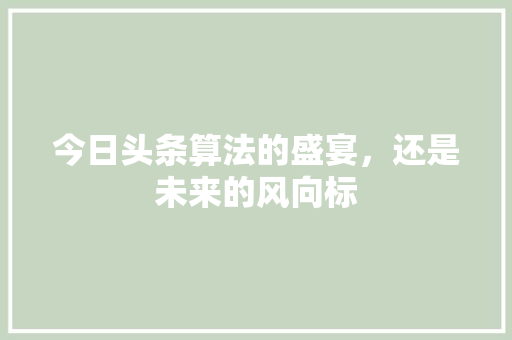 今日头条算法的盛宴，还是未来的风向标