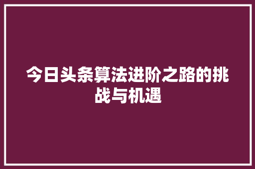 今日头条算法进阶之路的挑战与机遇