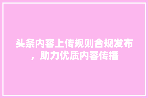 头条内容上传规则合规发布，助力优质内容传播 友链在线