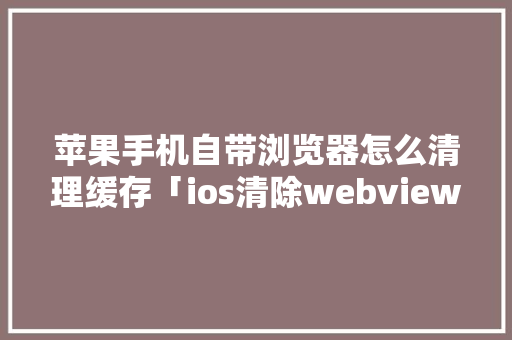 苹果手机自带浏览器怎么清理缓存「ios清除webview缓存」