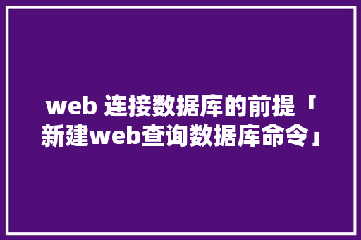 web 连接数据库的前提「新建web查询数据库命令」 WordPress教程