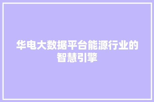 华电大数据平台能源行业的智慧引擎