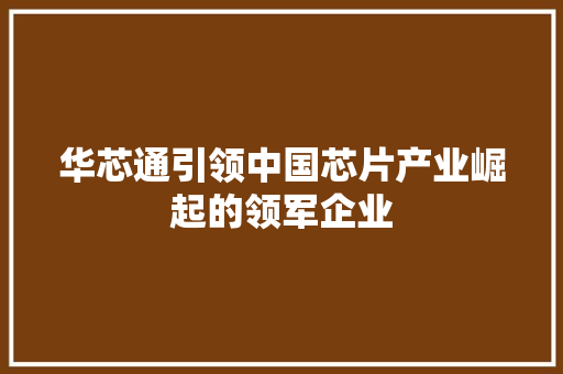 华芯通引领中国芯片产业崛起的领军企业 友链在线