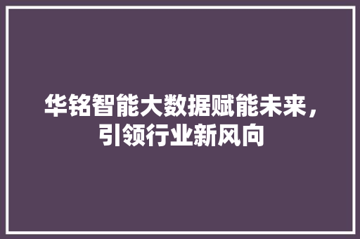 华铭智能大数据赋能未来，引领行业新风向