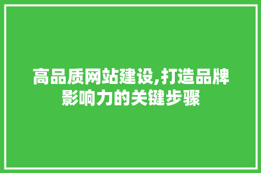 高品质网站建设,打造品牌影响力的关键步骤