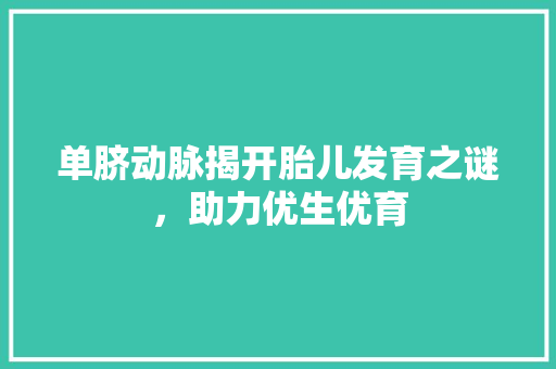 单脐动脉揭开胎儿发育之谜，助力优生优育 友链在线