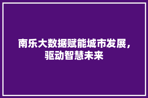 南乐大数据赋能城市发展，驱动智慧未来