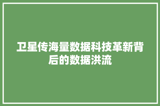 卫星传海量数据科技革新背后的数据洪流 Web前端