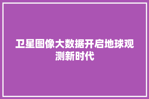卫星图像大数据开启地球观测新时代 SEO教程
