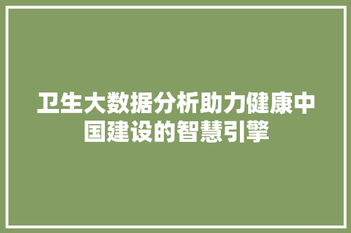 卫生大数据分析助力健康中国建设的智慧引擎 WordPress教程