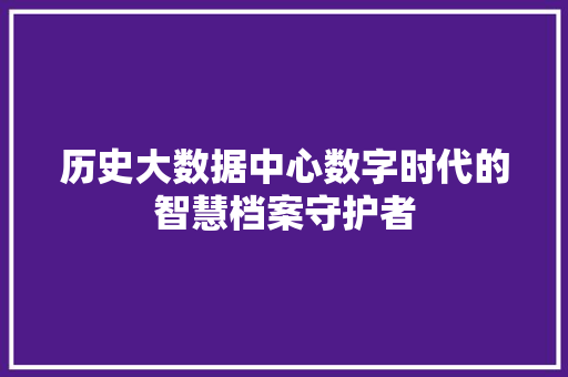 历史大数据中心数字时代的智慧档案守护者 建站教程