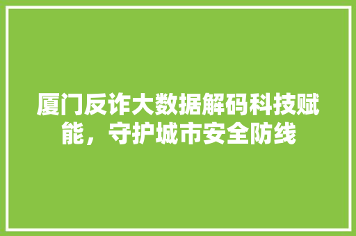 厦门反诈大数据解码科技赋能，守护城市安全防线