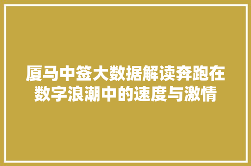 厦马中签大数据解读奔跑在数字浪潮中的速度与激情 Web前端