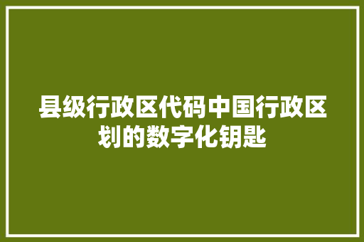县级行政区代码中国行政区划的数字化钥匙 服务器/数据库