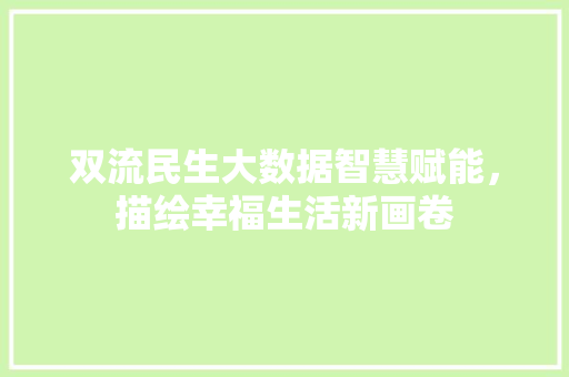 双流民生大数据智慧赋能，描绘幸福生活新画卷 建站教程