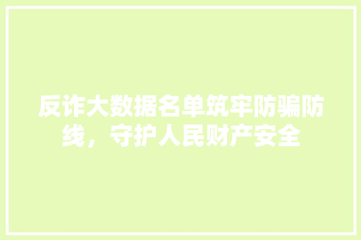 反诈大数据名单筑牢防骗防线，守护人民财产安全 Web前端