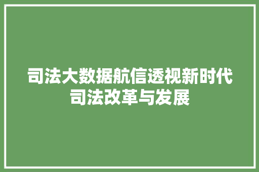 司法大数据航信透视新时代司法改革与发展 服务器/数据库