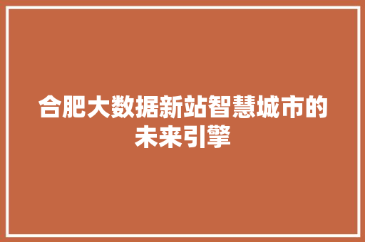 合肥大数据新站智慧城市的未来引擎 Web前端