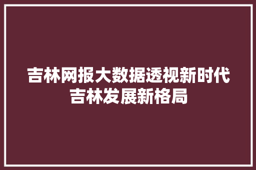 吉林网报大数据透视新时代吉林发展新格局 WordPress教程