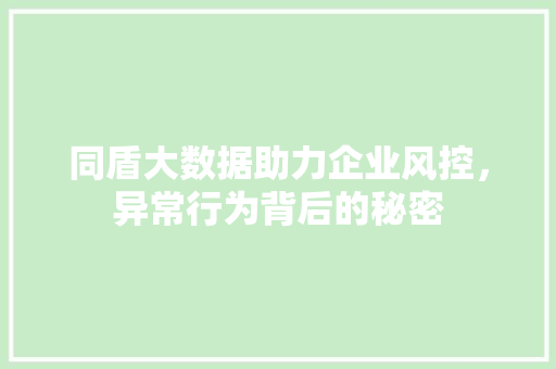 同盾大数据助力企业风控，异常行为背后的秘密 建站教程