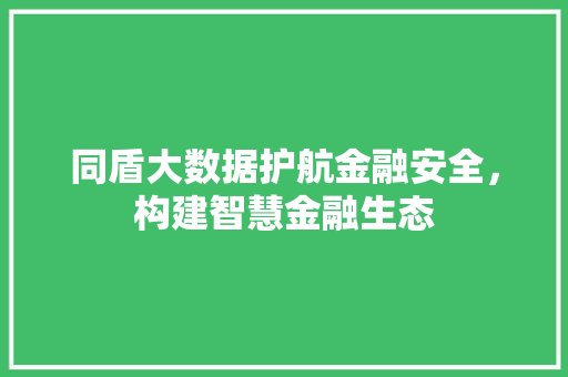 同盾大数据护航金融安全，构建智慧金融生态 友链在线