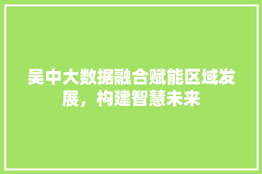 吴中大数据融合赋能区域发展，构建智慧未来 Web前端