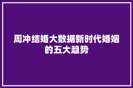 周冲结婚大数据新时代婚姻的五大趋势