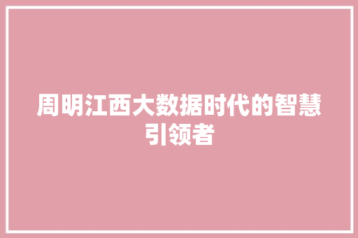 周明江西大数据时代的智慧引领者