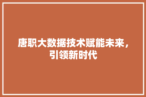 唐职大数据技术赋能未来，引领新时代 友链在线