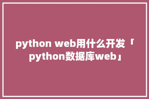 python web用什么开发「python数据库web」 WordPress教程