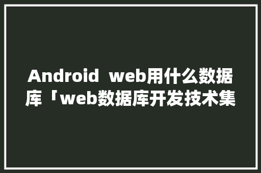 Android  web用什么数据库「web数据库开发技术集成实战演练电子版pdf」 建站教程